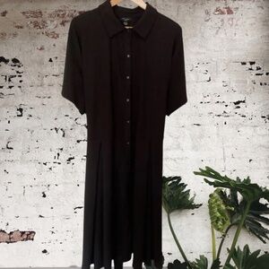 New Look curves black texture button up collar a line shirt Dress black Size 26